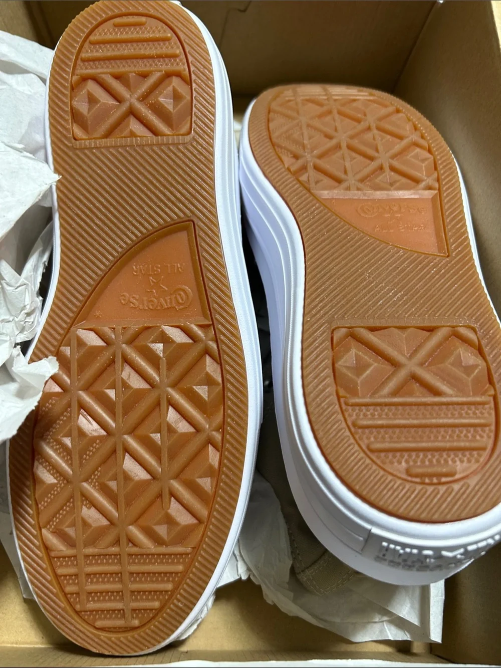Converse High Top Sneakers in Beige and White